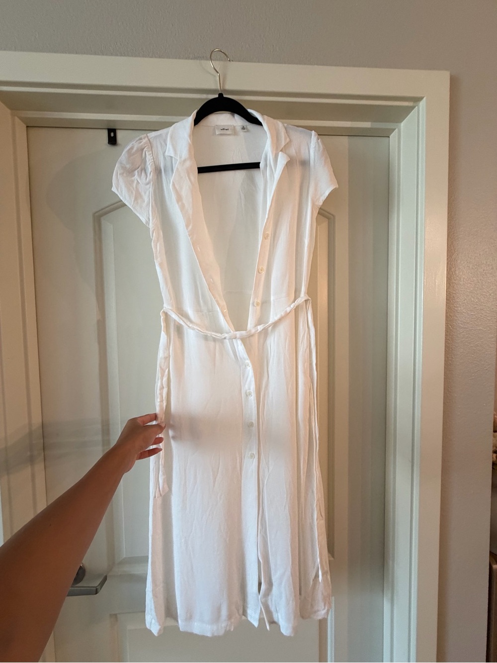Aritzia Wilfred white midi button down dress